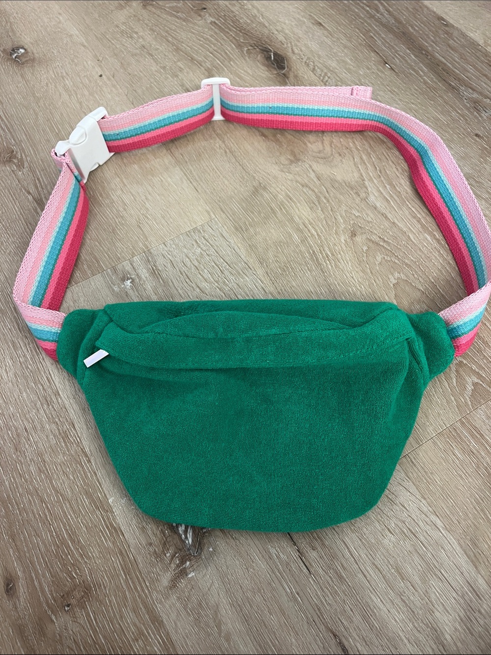 Shiraleah Green Fanny Pack with Pink and Blue Striped Strap